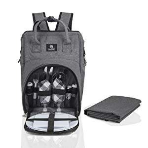 ALLCAMP OUTDOOR GEAR Picnic Backpack for 4 Person W/ Detachable Wine  Holder, Insulated Food Compartment and Picnic Cutlery for Family Outdoor  Camping